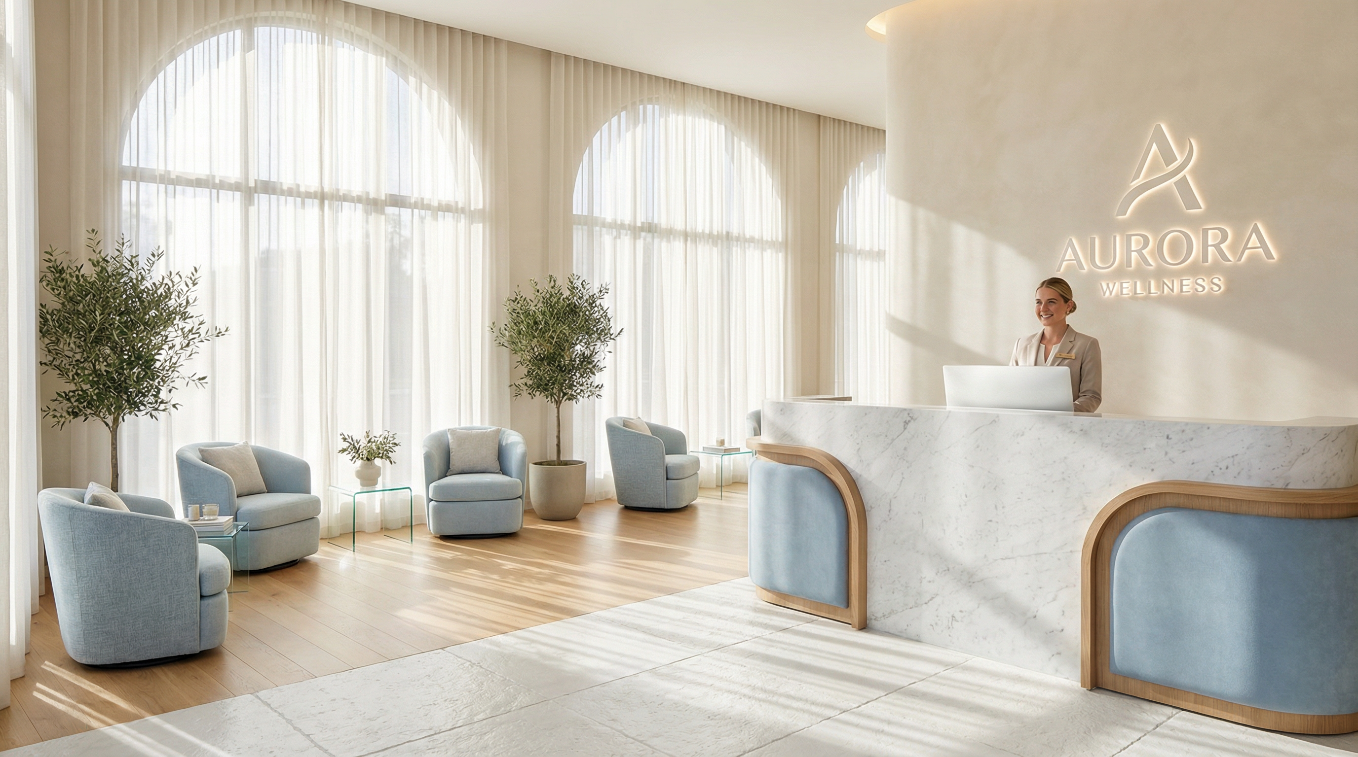 Serene medical spa reception